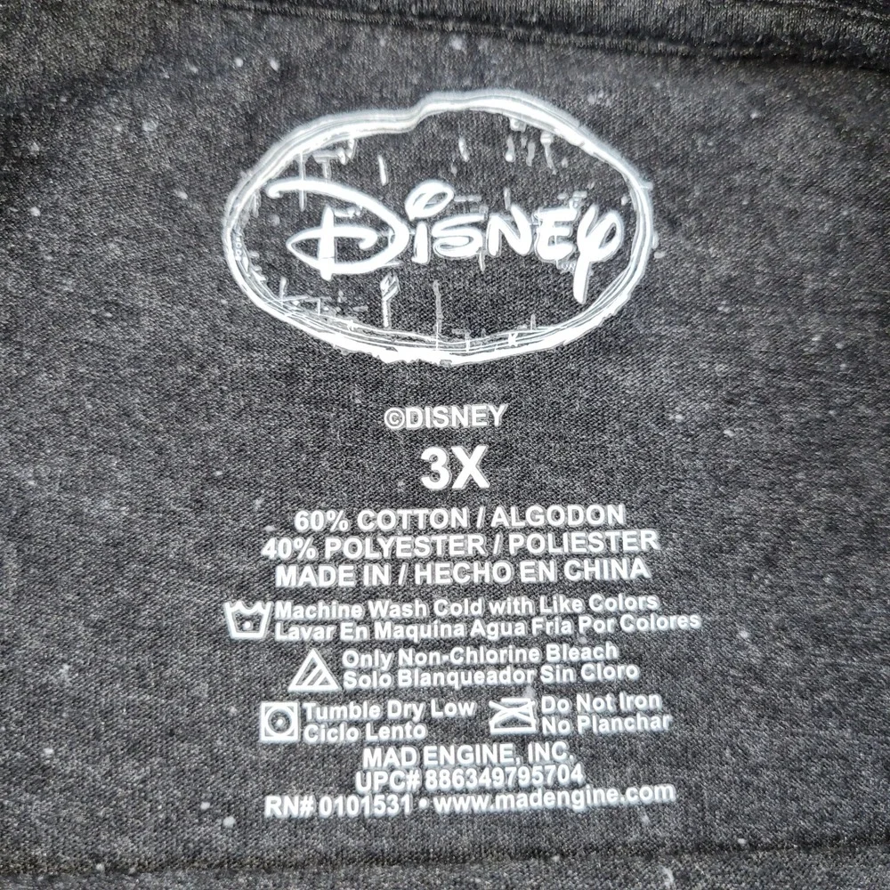 Disney Mickey Mouse Grumpy Face Graphic T-Shirt Mens 3X Gray Varsity Striped